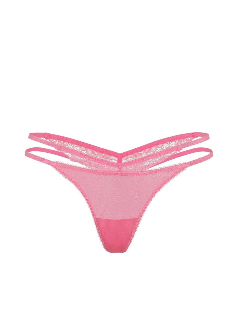 Victoria's Secret Sexy Little Pink Lace-Trim Strappy Cut-Out V-String Panty, S